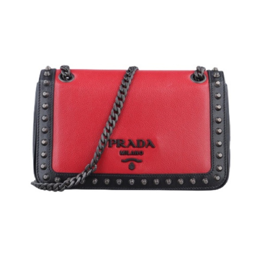 Prada Glace Calf Studded Shoulder Bag